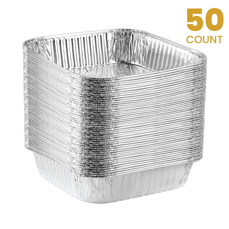 PLASTICPRO Disposable 8'' X 8'' X 2'' Inch Square Aluminum Tin Foil Baking Pans Bakeware - Cookware Perfect for Baking Cakes, Breads, Brownies, Bread, Meatloaf, Lasagna, Pack of 50 - Image 5